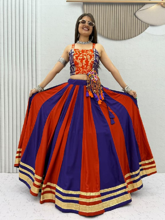 TAPI CREATION D.NO 344 WHOLESALE READYMADE NAVRATRI SPECIAL PURE COTTON MODERN LEHENGA CHOLI FOR EXPORT