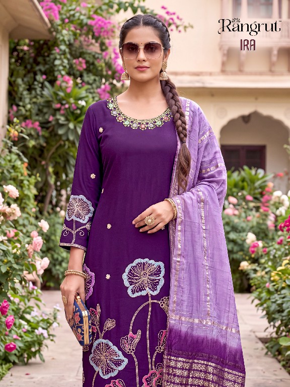 RANGRUT IRA WHOLESALE READYMADE ROMAN SILK WITH WORK BIG SIZE AMAZING 3 PCS SUITS EXPORTER