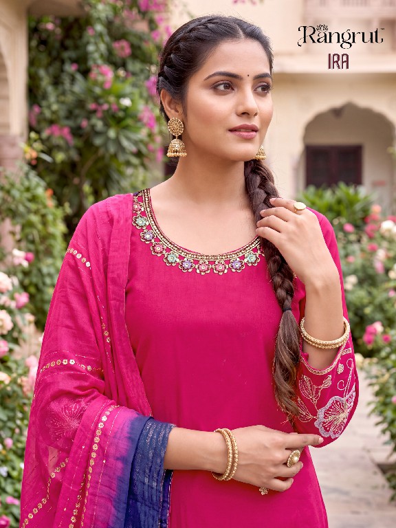 RANGRUT IRA WHOLESALE READYMADE ROMAN SILK WITH WORK BIG SIZE AMAZING 3 PCS SUITS EXPORTER