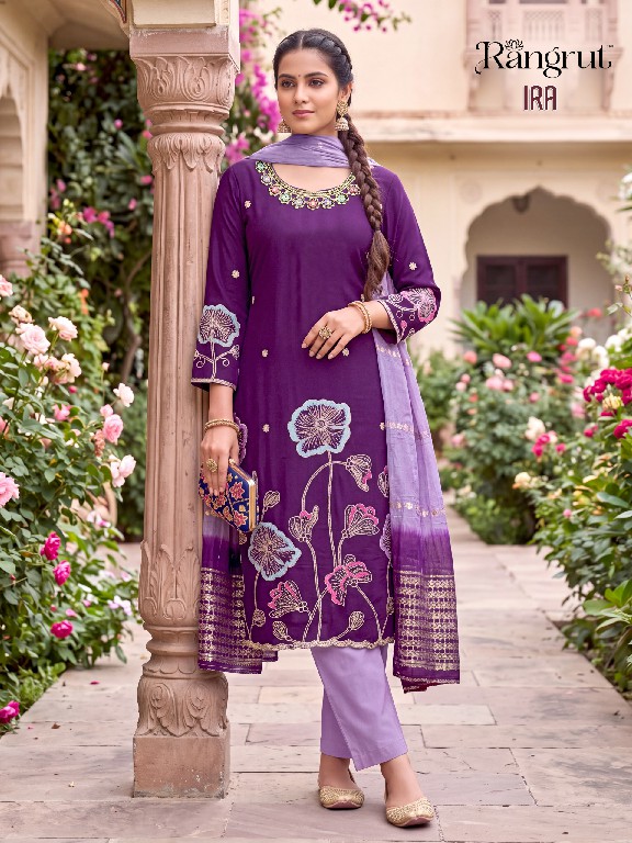 RANGRUT IRA WHOLESALE READYMADE ROMAN SILK WITH WORK BIG SIZE AMAZING 3 PCS SUITS EXPORTER