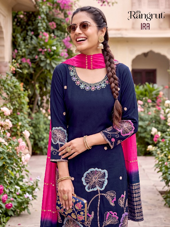 RANGRUT IRA WHOLESALE READYMADE ROMAN SILK WITH WORK BIG SIZE AMAZING 3 PCS SUITS EXPORTER