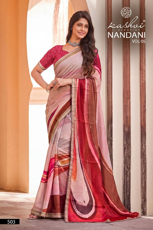KASHVI CREATION NANDANI VOL 1 WHOLESALE GEORGETTE DIGITAL PRINTED INDIAN SAREES FOR WOMEN SUPPLIER