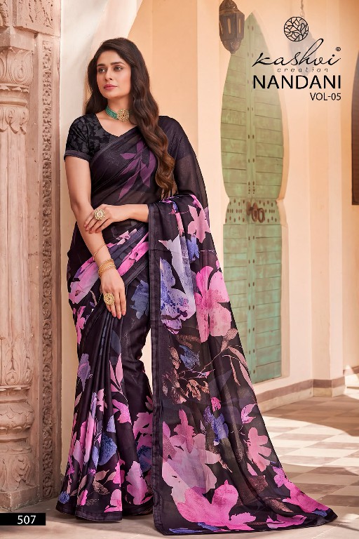 KASHVI CREATION NANDANI VOL 1 WHOLESALE GEORGETTE DIGITAL PRINTED INDIAN SAREES FOR WOMEN SUPPLIER