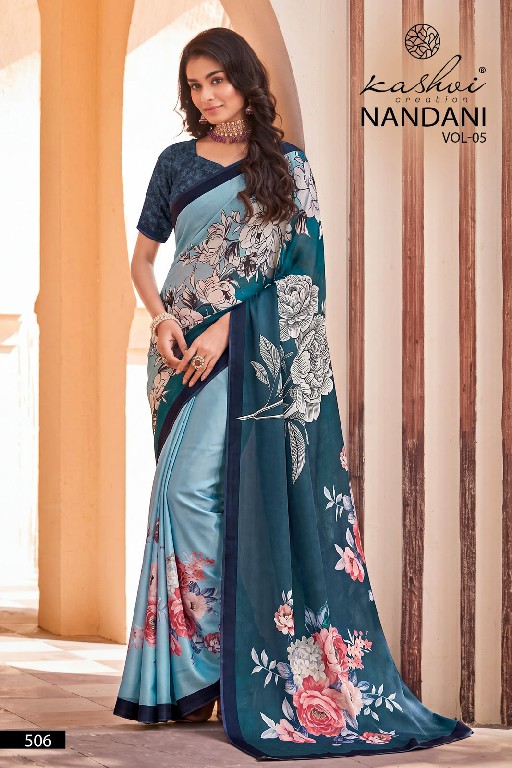 KASHVI CREATION NANDANI VOL 1 WHOLESALE GEORGETTE DIGITAL PRINTED INDIAN SAREES FOR WOMEN SUPPLIER