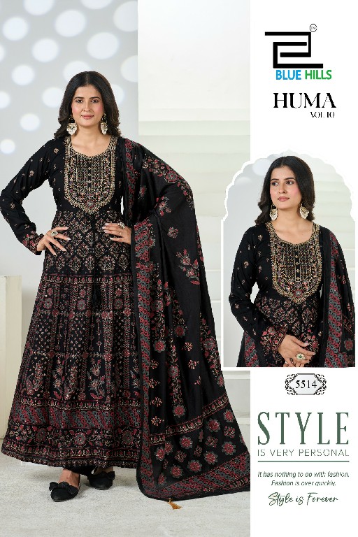 BLUE HILLS HUMA VOL 10 WHOLESALE READYMADE HEAVY CHANDERI ETHNIC WEAR BIG SIZE ANARKALI 3 PCS COMBO SET SUITS FOR EXPORT