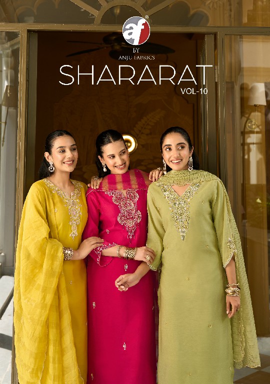 ANJU FAB SHARARAT VOL 10 WHOLESALE READYMADE MULL CHANDERI FESTIVE WEAR 3 PCS SUITS EXPORTER