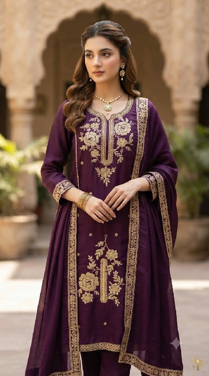 SAHIL PRINTS PRESENT READYMADE ROMAN WITH HEAVY WORK 3 PCS COMBO SET SUITS ONLINE