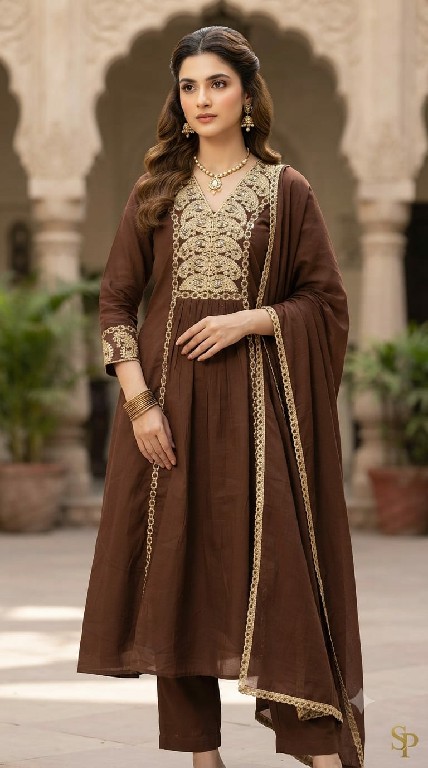 SAHIL PRINTS PRESENT READYMADE MULL CHANDERI EMBROIDERY WORK 3 PCS COMBO SET SUITS FOR EXPORT