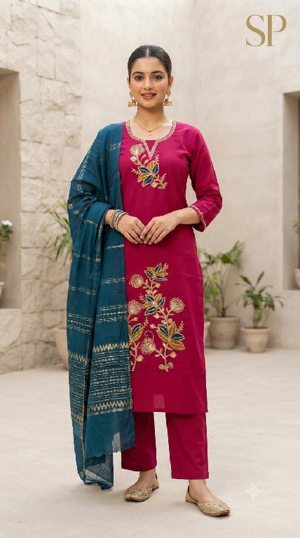 SAHIL PRINTS PRESENT READYMADE VERTICAN COTTON WITH WORK AMAZING 3 PCS COMBO SET SUITS ONLINE