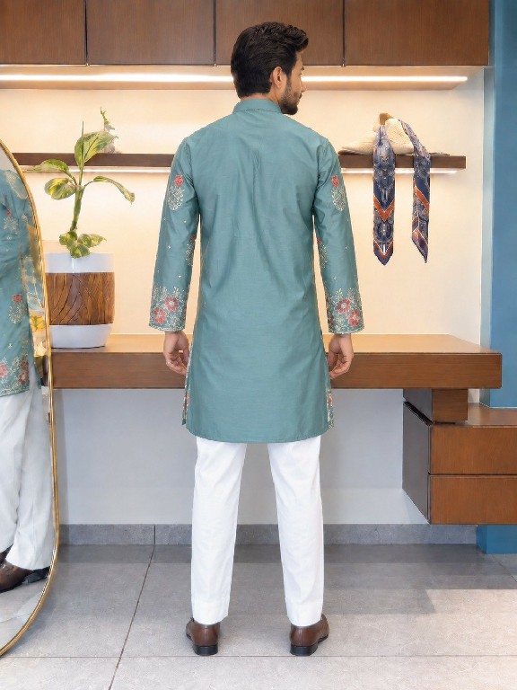 TEXTILEDEAL D.NO 409-A WHOLESALE READYMADE COACH SILK FESTIVE WEAR KURTA WITH PANT FOR MEN ONLINE