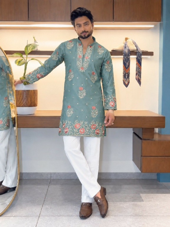 TEXTILEDEAL D.NO 409-A WHOLESALE READYMADE COACH SILK FESTIVE WEAR KURTA WITH PANT FOR MEN ONLINE