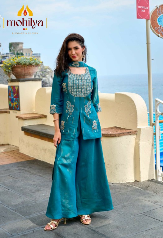 MOHILYA D.NO 1003 WHOLESALE READYMADE ROMAN GOLD SHIMMER MODERN STYLISH INDO WESTERN DRESS COMBO FOR WOMEN ONLINE