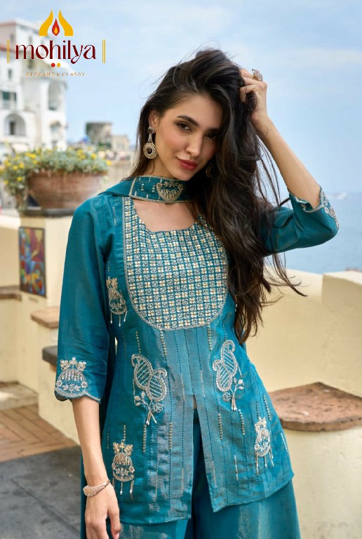 MOHILYA D.NO 1003 WHOLESALE READYMADE ROMAN GOLD SHIMMER MODERN STYLISH INDO WESTERN DRESS COMBO FOR WOMEN ONLINE