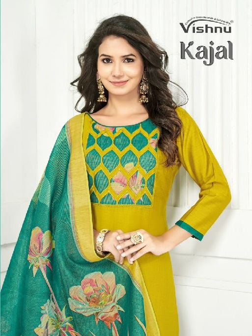 VISHNU KAJAL WHOLESALE VETICAN SILK FANCY DESIGN UNSTITCH SALWAR SUITS SUPPLIER