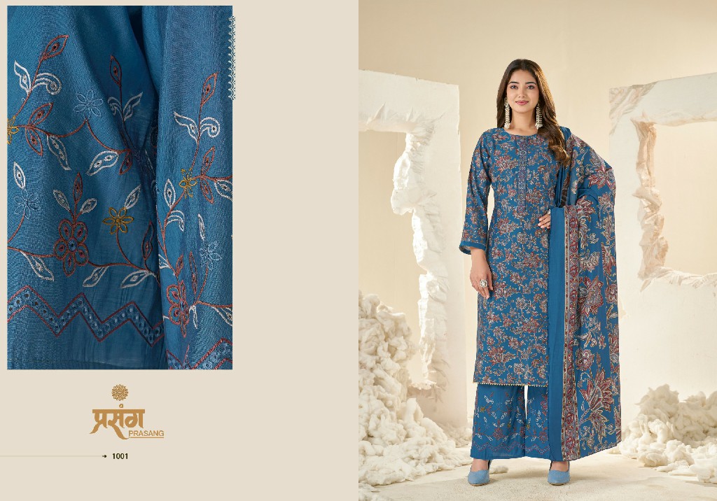 PRASANG AMAIRA WHOLESALE PURE MUSLIN BEAUTIFUL DESIGN UNSTITCH SALWAR SUITS EXPORTER