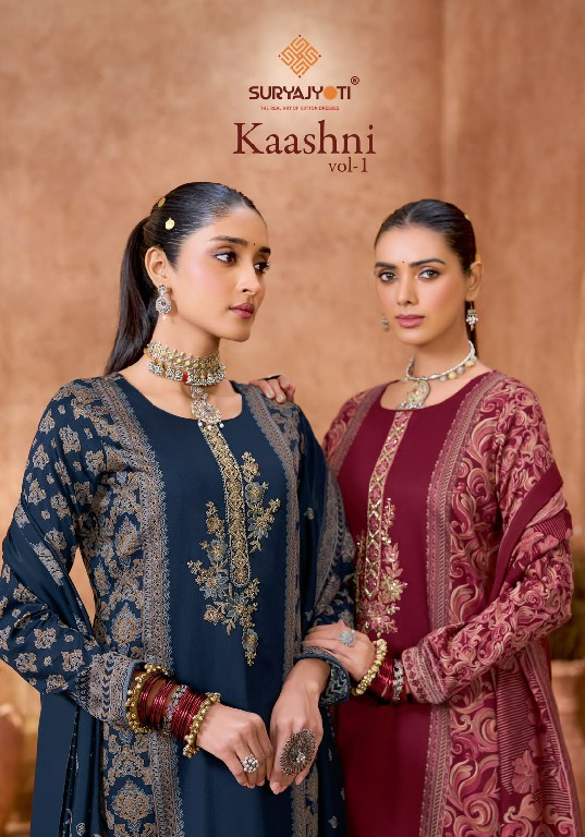 SURYAJYOTI KAASHNI VOL 1 WHOLESALE PURE JAAM SATIN WITH HAND WORK UNSTITCH SALWAR SUITS FOR EXPORT