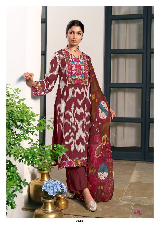 KIMORA CHA PANI WHOLESALE PURE MUSLIN ELEGANT DESIGN UNSTITCH SALWAR SUITS SUPPLIER