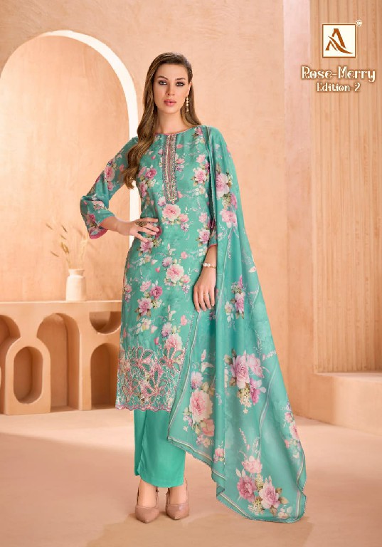 ALOK SUIT ROSE MERRY VOL 2 WHOLESALE PURE COTTON FANCY EPLIC WORK UNSTITCH SALWAR SUITS FOR EXPORT