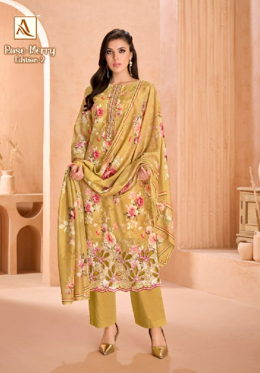 ALOK SUIT ROSE MERRY VOL 2 WHOLESALE PURE COTTON FANCY EPLIC WORK UNSTITCH SALWAR SUITS FOR EXPORT