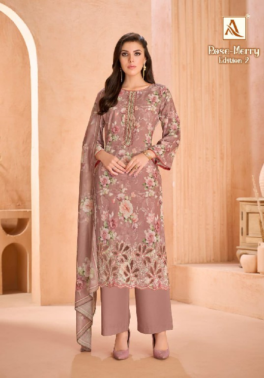 ALOK SUIT ROSE MERRY VOL 2 WHOLESALE PURE COTTON FANCY EPLIC WORK UNSTITCH SALWAR SUITS FOR EXPORT