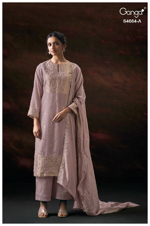 GANGA MIARA S4664 WHOLESALE PURE BANARASI MUL JACQUARD UNSTITCH SALWAR SUITS EXPORTER