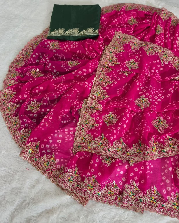 JALNIDHI ANUSHKA WHOLESALE GEORGETTE BANDHANI WITH WORK AMAZING INDIAN SAREES FOR WOMEN EXPORTER