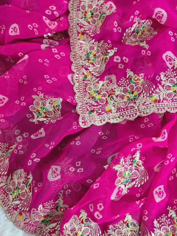 JALNIDHI ANUSHKA WHOLESALE GEORGETTE BANDHANI WITH WORK AMAZING INDIAN SAREES FOR WOMEN EXPORTER
