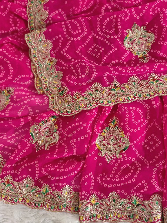 JALNIDHI ANUSHKA WHOLESALE GEORGETTE BANDHANI WITH WORK AMAZING INDIAN SAREES FOR WOMEN EXPORTER