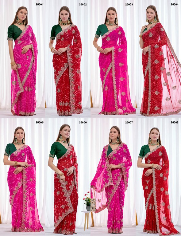JALNIDHI ANUSHKA WHOLESALE GEORGETTE BANDHANI WITH WORK AMAZING INDIAN SAREES FOR WOMEN EXPORTER