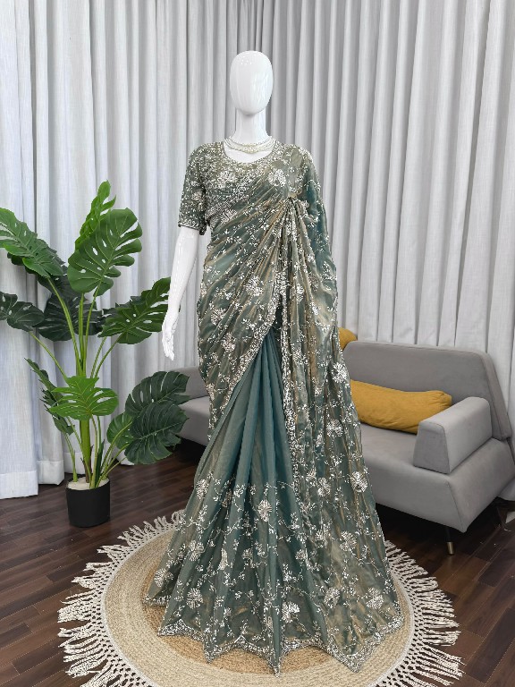 TEXTILEDEAL D.NO KD-646 WHOLESALE FENDI SILK HEAVY BEADS WORK INDIAN SAREES FOR WOMEN SUPPLIER
