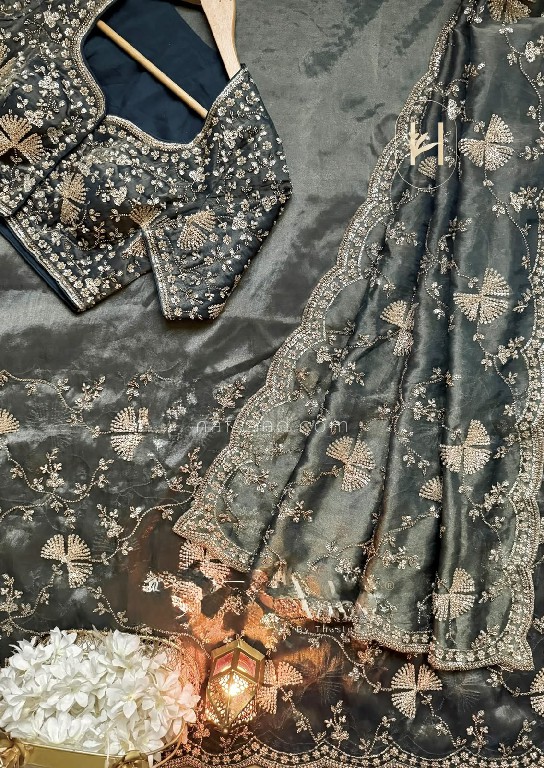 TEXTILEDEAL D.NO KD-646 WHOLESALE FENDI SILK HEAVY BEADS WORK INDIAN SAREES FOR WOMEN SUPPLIER
