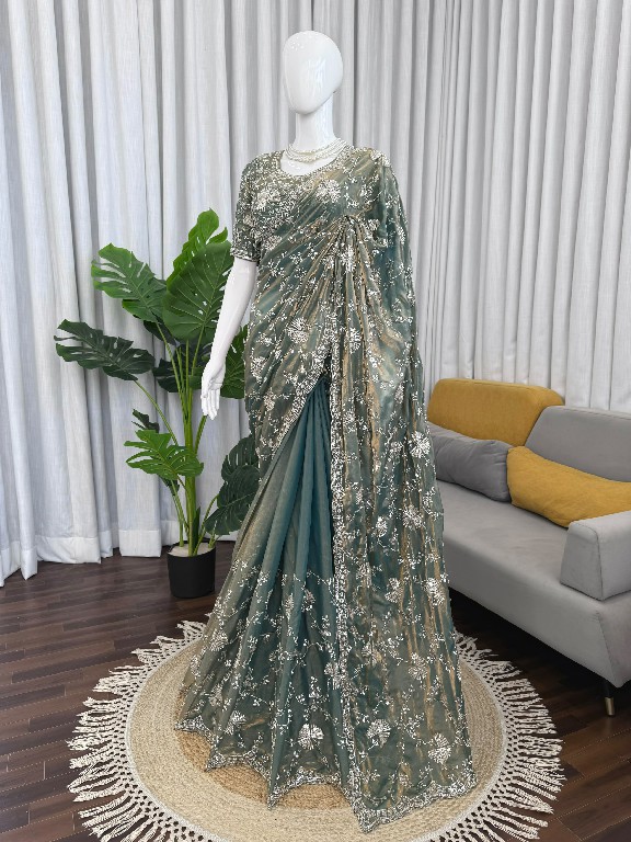 TEXTILEDEAL D.NO KD-646 WHOLESALE FENDI SILK HEAVY BEADS WORK INDIAN SAREES FOR WOMEN SUPPLIER