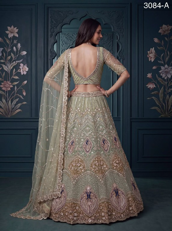 TEXTILEDEAL D.NO 3084 WHOLESALE PREMIUM NET DESIGNER INDIAN WEDDING LEHENGA CHOLI FOR EXPORT