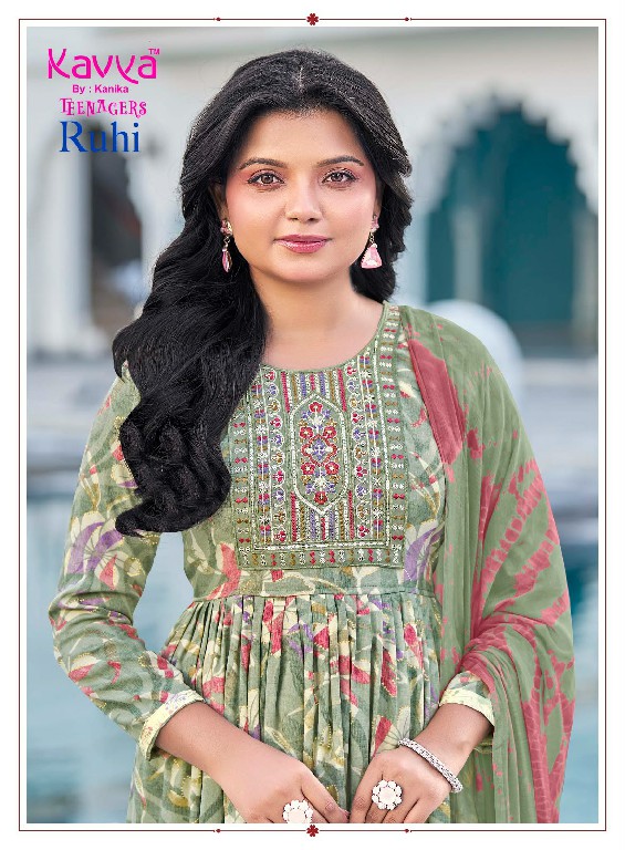KAVYA RUHI VOL 26 WHOLESALE READYMADE CAPSULE UMBRELLA CUT 3 PCS SUITS FOR TEENAGE KIDS ONLINE