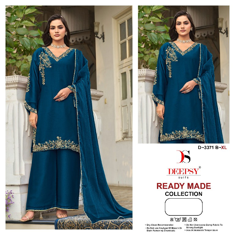 DEEPSY D.NO 3371 COLOR WHOLESALE READYMADE ANCY MOSS HEAVY BEATS WORK PAKISTANI 3 PCS SUITS EXPORTER