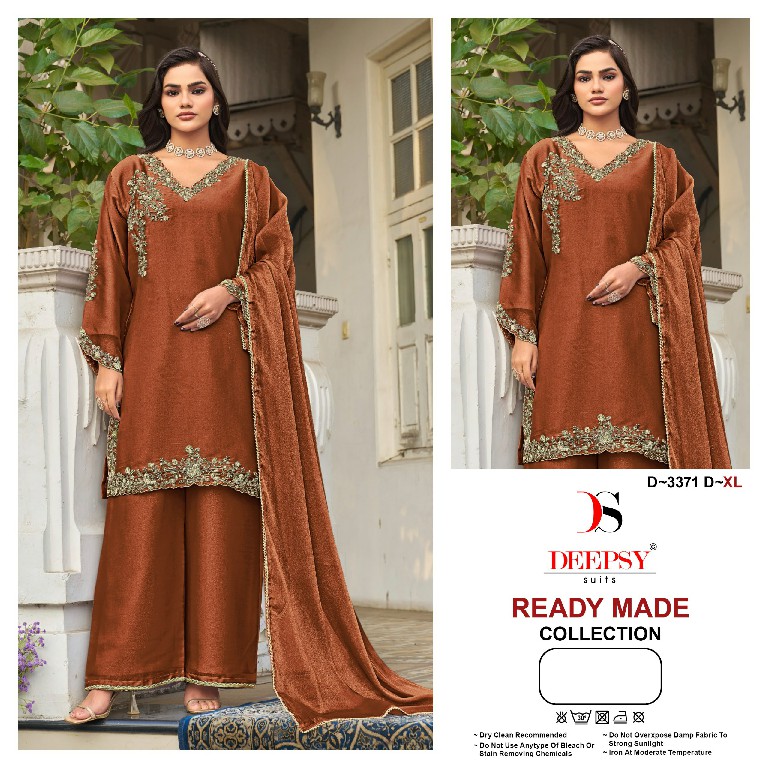 DEEPSY D.NO 3371 COLOR WHOLESALE READYMADE ANCY MOSS HEAVY BEATS WORK PAKISTANI 3 PCS SUITS EXPORTER