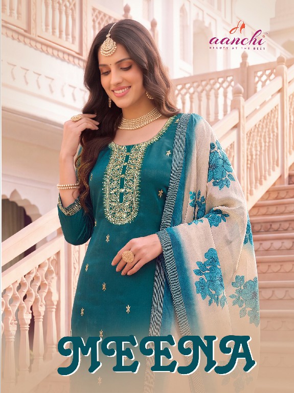 AANCHI MEENA WHOLESALE READYMADE GALAXY SATIN TRENDING 3 PCS SUITS FOR WOMEN ONLINE
