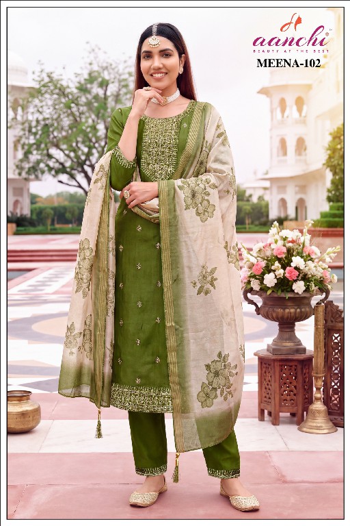 AANCHI MEENA WHOLESALE READYMADE GALAXY SATIN TRENDING 3 PCS SUITS FOR WOMEN ONLINE