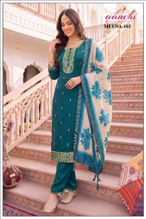 AANCHI MEENA WHOLESALE READYMADE GALAXY SATIN TRENDING 3 PCS SUITS FOR WOMEN ONLINE
