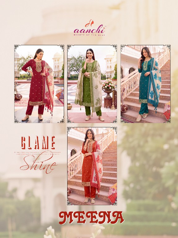 AANCHI MEENA WHOLESALE READYMADE GALAXY SATIN TRENDING 3 PCS SUITS FOR WOMEN ONLINE