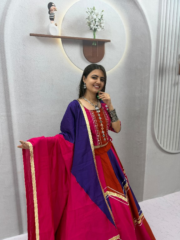TAPI CREATION D.NO 345 WHOLESALE READYMADE ROMAN SILK NAVRATRI SPECIAL LEHENGA CHOLI FOR EXPORT
