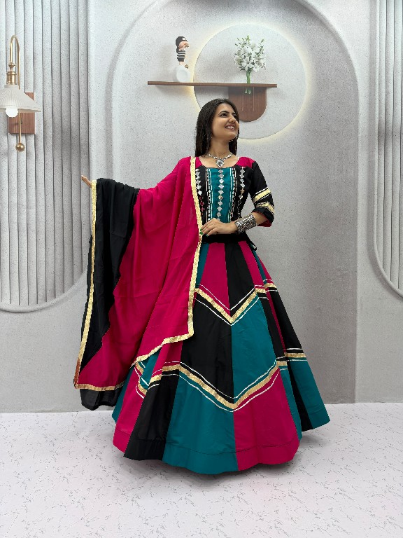 TAPI CREATION D.NO 345 WHOLESALE READYMADE ROMAN SILK NAVRATRI SPECIAL LEHENGA CHOLI FOR EXPORT