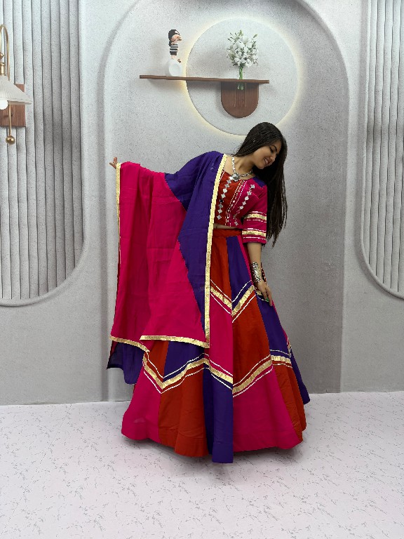 TAPI CREATION D.NO 345 WHOLESALE READYMADE ROMAN SILK NAVRATRI SPECIAL LEHENGA CHOLI FOR EXPORT