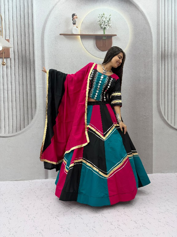 TAPI CREATION D.NO 345 WHOLESALE READYMADE ROMAN SILK NAVRATRI SPECIAL LEHENGA CHOLI FOR EXPORT