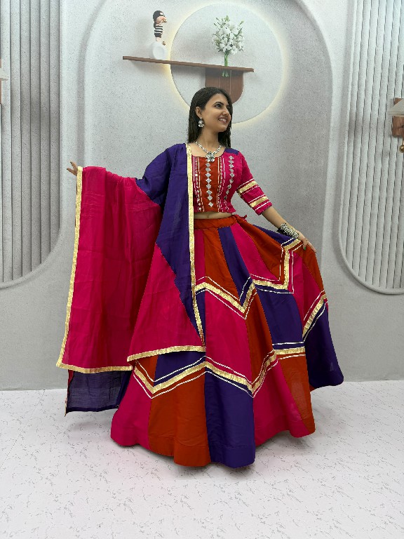 TAPI CREATION D.NO 345 WHOLESALE READYMADE ROMAN SILK NAVRATRI SPECIAL LEHENGA CHOLI FOR EXPORT