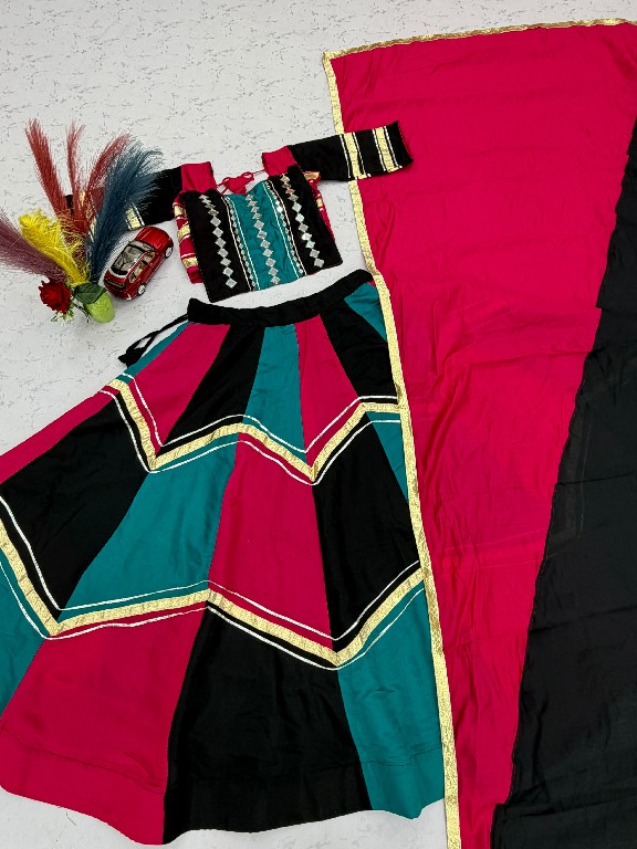 TAPI CREATION D.NO 345 WHOLESALE READYMADE ROMAN SILK NAVRATRI SPECIAL LEHENGA CHOLI FOR EXPORT