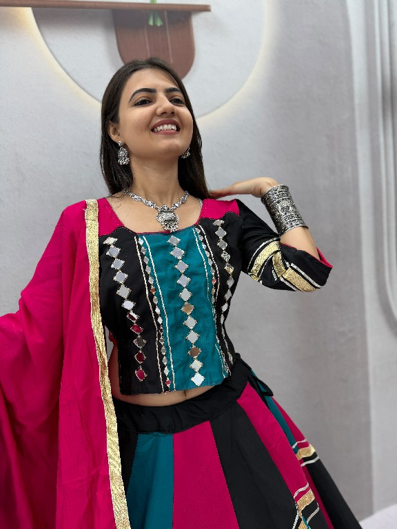 TAPI CREATION D.NO 345 WHOLESALE READYMADE ROMAN SILK NAVRATRI SPECIAL LEHENGA CHOLI FOR EXPORT