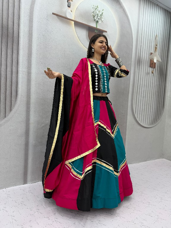 TAPI CREATION D.NO 345 WHOLESALE READYMADE ROMAN SILK NAVRATRI SPECIAL LEHENGA CHOLI FOR EXPORT