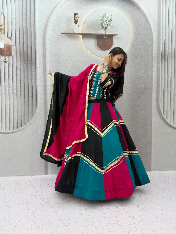 TAPI CREATION D.NO 345 WHOLESALE READYMADE ROMAN SILK NAVRATRI SPECIAL LEHENGA CHOLI FOR EXPORT