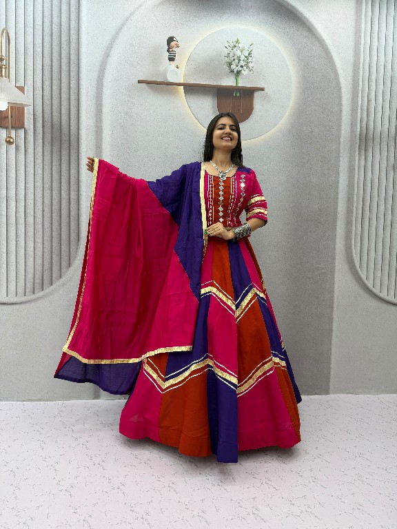 TAPI CREATION D.NO 345 WHOLESALE READYMADE ROMAN SILK NAVRATRI SPECIAL LEHENGA CHOLI FOR EXPORT